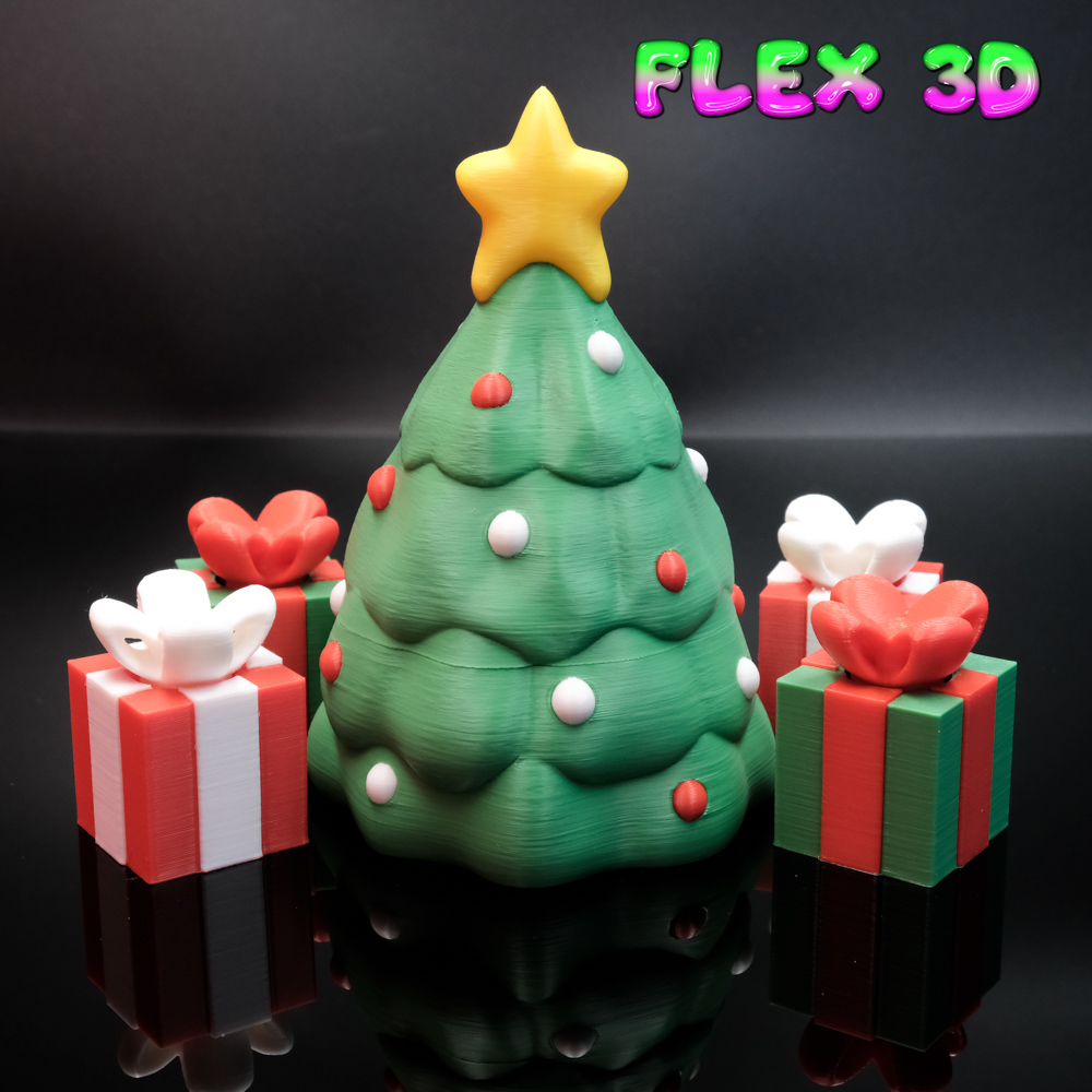 Flex 3D Christmas Tree Egg and Present Spinner